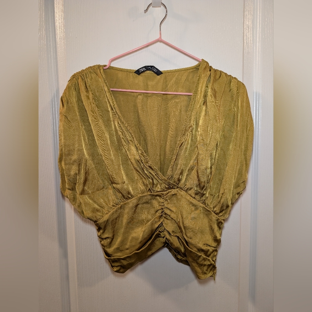 Zara Gold Ruched Women's Top